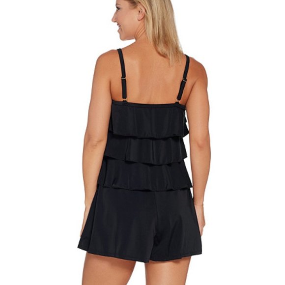 NWT $99 Fit 4 U Hips V-Tiered Romper Swimsuit - Picture 2 of 2